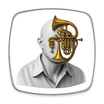 HORN MAN – Ton & Bild - Viereckiger Kühlschrankmagnet - Weiß - Vorne