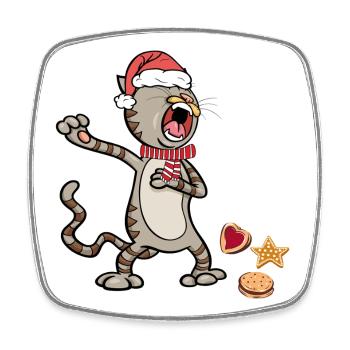 Weihnachtskatze  - Viereckiger Kühlschrankmagnet - Weiß - Vorne