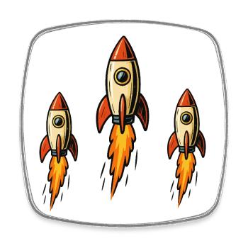 Three missiles - Square fridge magnet - white - Front