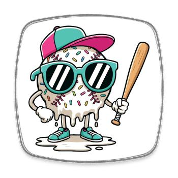 Dripping Baseball Bold Graphic for Players Fans  - Square fridge magnet - white - Front