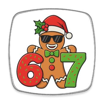 Xmas Gingerbread Six Seven 67 Christmas Meme - Square fridge magnet - white - Front
