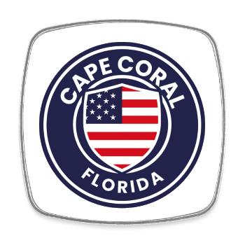 Cape Coral Florida Flag Crest - Square fridge magnet - white - Front