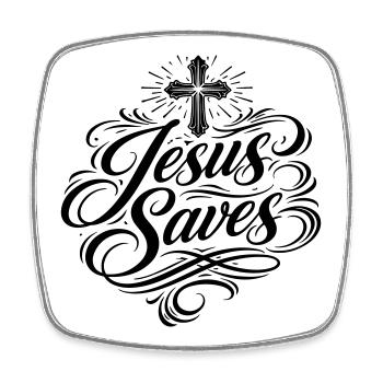 Jésus sauve le dicton-chrétien - Magnet carré - blanc - Devant