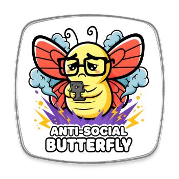 Anti-Social Butterfly Design for Introverts - Square fridge magnet - white - Front