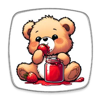 Bärchen Teddybär Bär - Viereckiger Kühlschrankmagnet - Weiß - Vorne