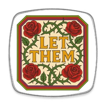 Let Them Bloom Roses Vintage-Schild - Viereckiger Kühlschrankmagnet - Weiß - Vorne