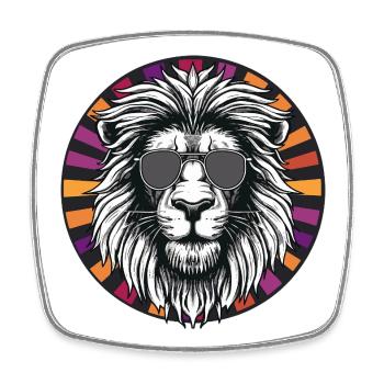 Lion with sunglasses - Square fridge magnet - white - Front