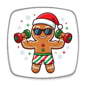 Élève en fitness de l’Homme en pain d’épices de Noël - Magnet carré - blanc - Devant