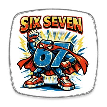 Zahl 67 Six Seven Süß Meme Geschenk - Viereckiger Kühlschrankmagnet - Weiß - Vorne