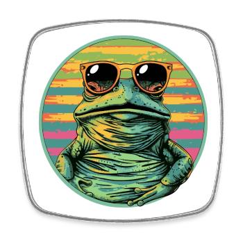 Grenouille avec des lunettes de soleil rétro - Magnet carré - blanc - Devant