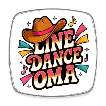 Line Dance Oma - Viereckiger Kühlschrankmagnet - Weiß - Vorne