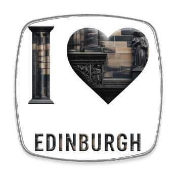 I Love Edinburgh – Stone City Architecture - Viereckiger Kühlschrankmagnet - Weiß - Vorne
