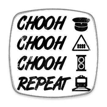 Tschu Tschu Tschu Repeat - Square fridge magnet - white - Front