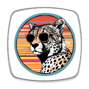 Guépard avec des lunettes de soleil rétro - Magnet carré - blanc - Devant