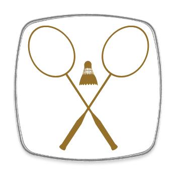 Badminton - Sport - Raquette - Magnet carré - blanc - Devant
