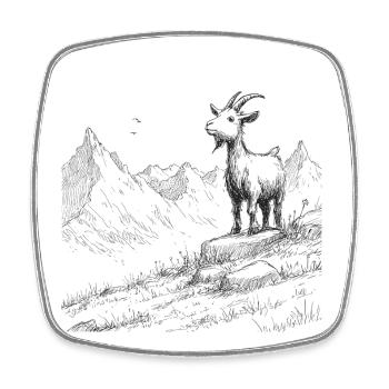 Alpine Peaks with Goat - Square fridge magnet - white - Front