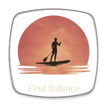 Sunset SUP – Tranquility on the water - Square fridge magnet - white - Front