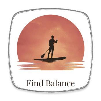 Sunset SUP – Tranquility on the water - Square fridge magnet - white - Front