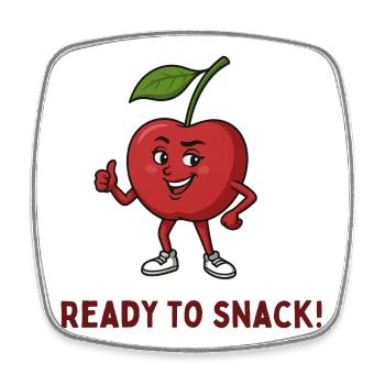 Snack cerise prêt à grignoter - Magnet carré - blanc - Devant