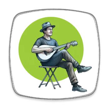 MANDOLINE – Ton & Bild - Viereckiger Kühlschrankmagnet - Weiß - Vorne