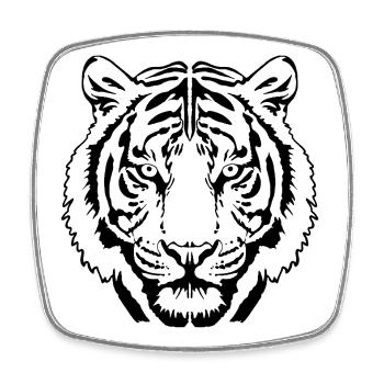 Tiger Line Art - Square fridge magnet - white - Front