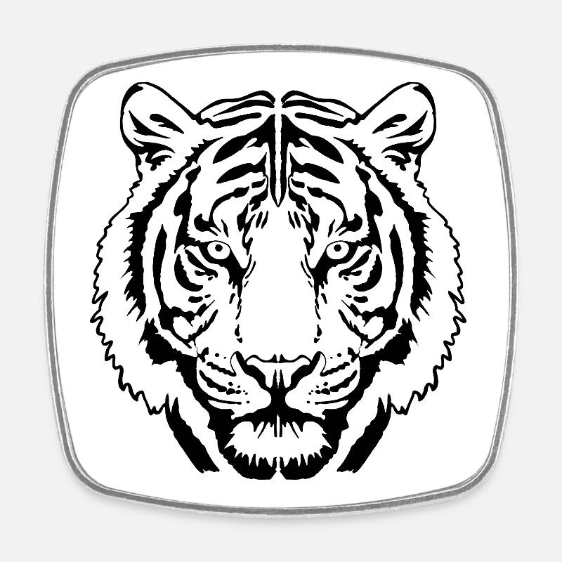 Art de lignes de tigre - Magnet carré - blanc
