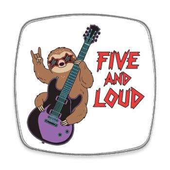 Five And Loud Faultier Rocker - Viereckiger Kühlschrankmagnet - Weiß - Vorne