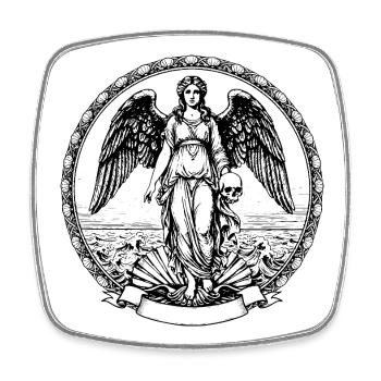 illustration of winged angel with skull - Square fridge magnet - white - Front