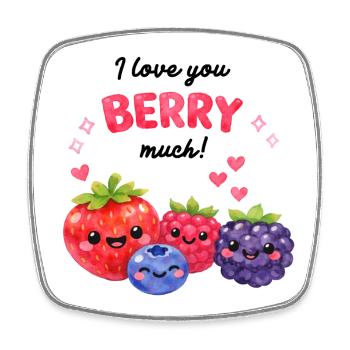 Love you Berry much! Sweet berry friends children - Square fridge magnet - white - Front