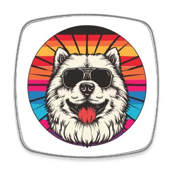 Sunglasses Dog in Rainbow - Square fridge magnet - white - Front