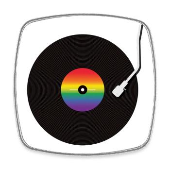 Rainbow Vinyl Record - Square fridge magnet - white - Front