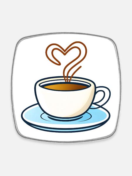 Heart Shape Coffee Magic - Square fridge magnet - white
