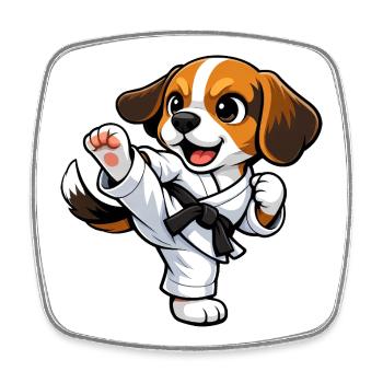 Beagle Dog Karate Kick Martial Arts Martial Arts - Square fridge magnet - white - Front