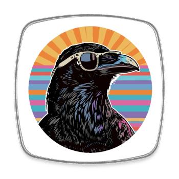 Raven mit Sonnenbrille Retro Vibe - Viereckiger Kühlschrankmagnet - Weiß - Vorne