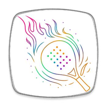Padel mit flammendem Schläger Design - Viereckiger Kühlschrankmagnet - Weiß - Vorne