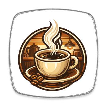 Coffee cup in a cozy cafe - Viereckiger Kühlschrankmagnet - Weiß - Vorne