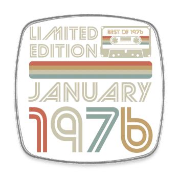 Legendary since January 1976, Retro, Birthday - Square fridge magnet - white - Front
