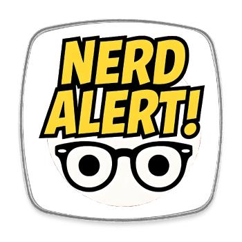 Nerd Alert Spaßdesign mit Brille - Viereckiger Kühlschrankmagnet - Weiß - Vorne
