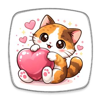 Kuschelnde Kawaii Katzen mit Herz – Cute Cats - Viereckiger Kühlschrankmagnet - Weiß - Vorne