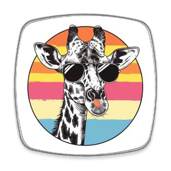 Giraffe Retro Sonnenbrille - Viereckiger Kühlschrankmagnet - Weiß - Vorne