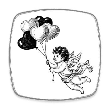 Süßer kleiner Engel mit Herz-Ballons - Viereckiger Kühlschrankmagnet - Weiß - Vorne
