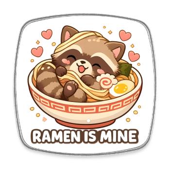 Ramen Waschbär Nudeln - Viereckiger Kühlschrankmagnet - Weiß - Vorne