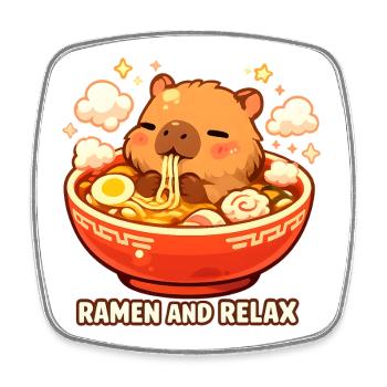 Ramen and Relax - Viereckiger Kühlschrankmagnet - Weiß - Vorne