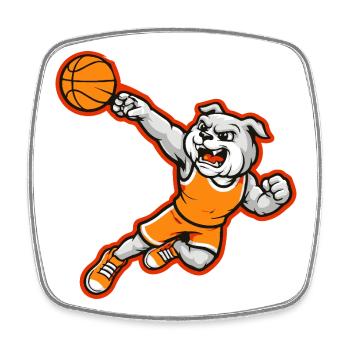 Bulldog Basketball Dunk Mascot - Square fridge magnet - white - Front