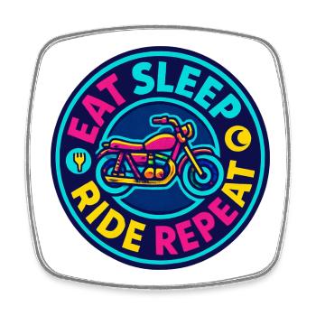 Eat, Sleep Ride Repeat – Motorrad – Biker - Viereckiger Kühlschrankmagnet - Weiß - Vorne