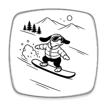 cool hund dackel snowboard wintersport - Viereckiger Kühlschrankmagnet - Weiß - Vorne
