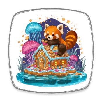Panda on sugar house in the sugar sea - Square fridge magnet - white - Front