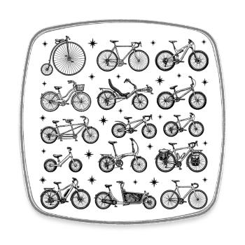 Bicycle tattoo design in the 90s style trend - Square fridge magnet - white - Front