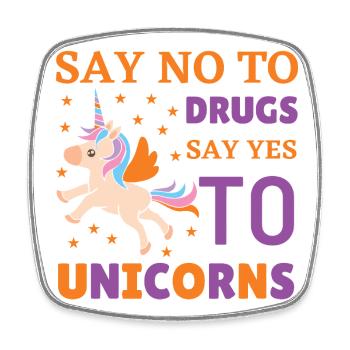 No drugs yes to unicorns - Square fridge magnet - white - Front