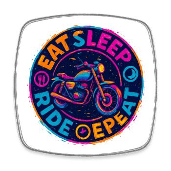 Eat, Sleep Ride Repeat – Motorrad – Biker - Viereckiger Kühlschrankmagnet - Weiß - Vorne
